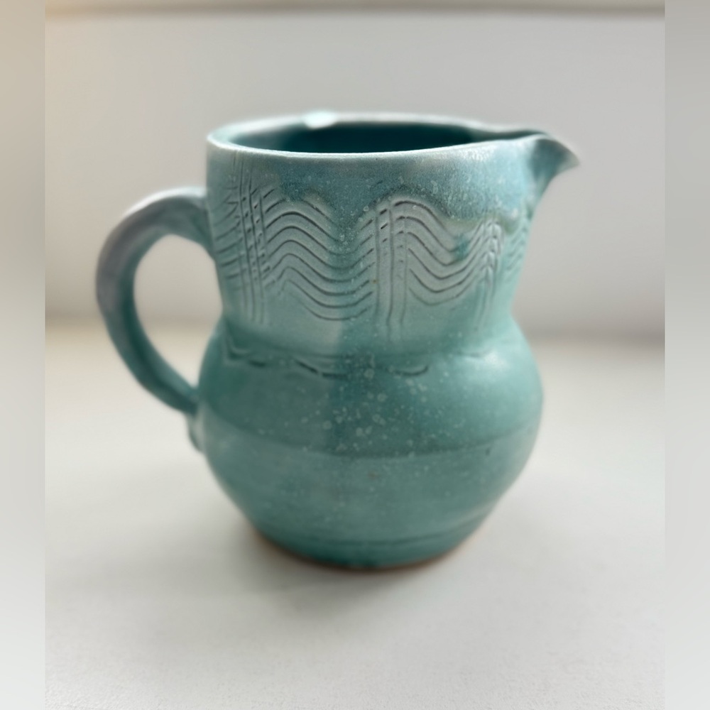 Handmade Folk Art‎ Pottery Pitcher Kitsch Cottagecore Farmhouse Decor